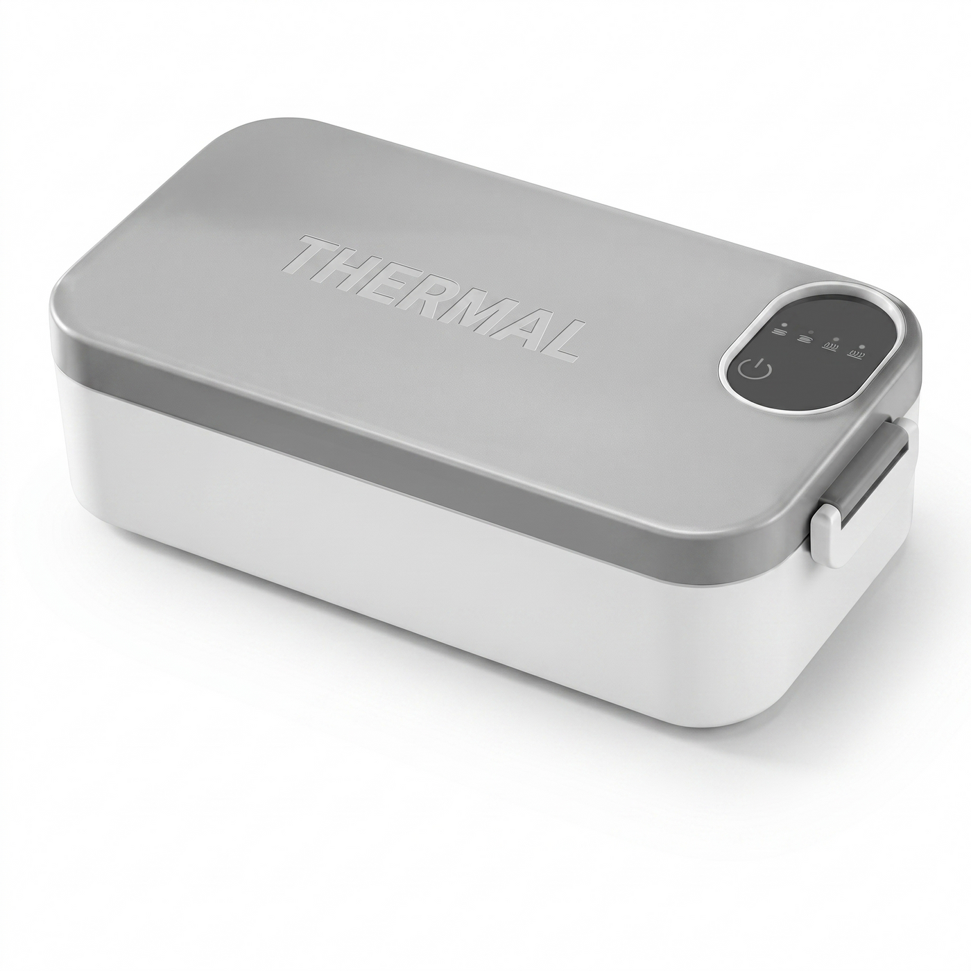 ThermalBox self-heating lunch box — white/grey, THERMAL lid