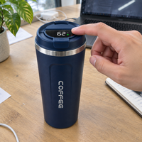 Tapping the smart lid to check the drink's temperature